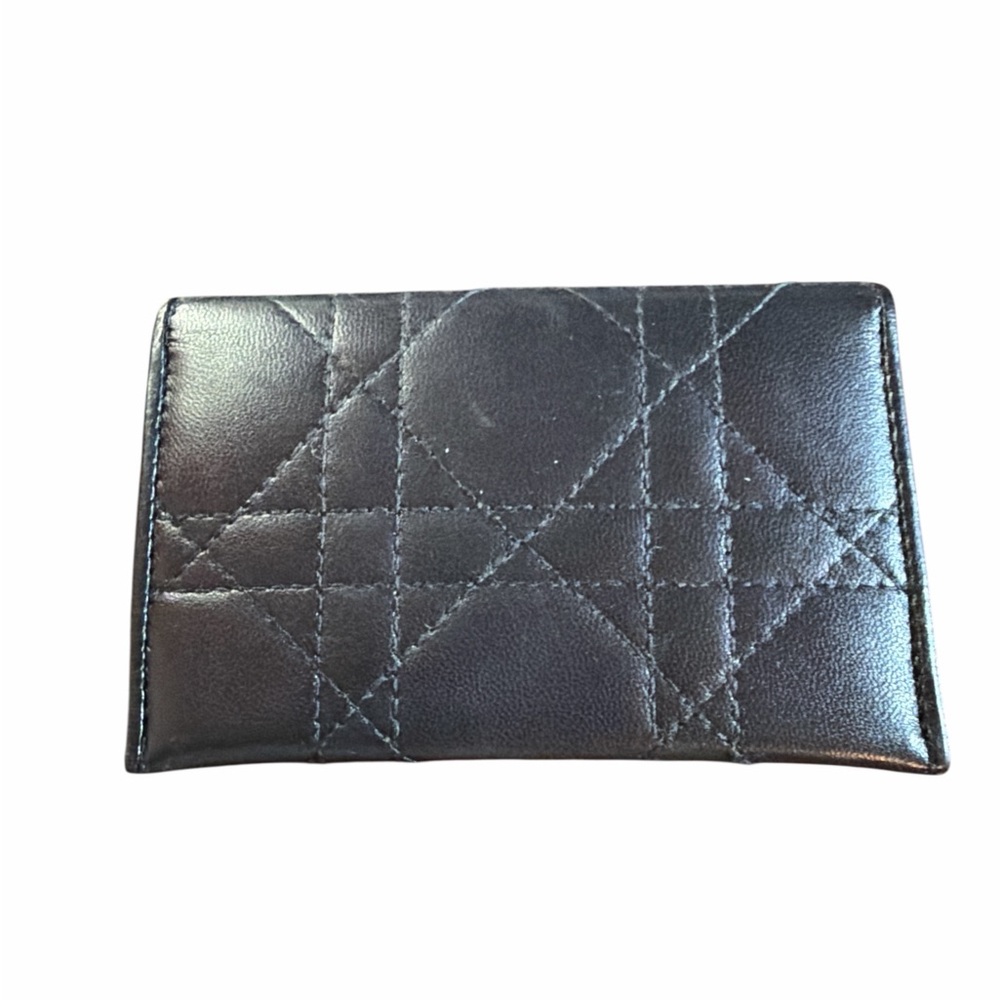 Authentic Christian Dior Cannage Lambskin Card Holder - Black & Red - Picture 2 of 4